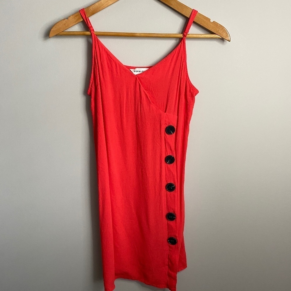 Pepaloves Women's Red Cotton/Linen Sleeveless Top Size Small‎